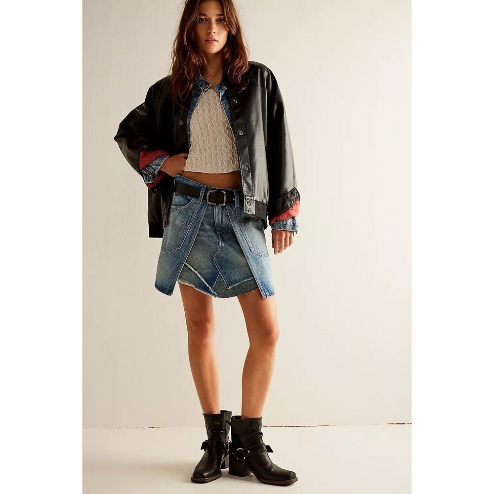 Free People We The Free Bare With Me Denim Skirt $128